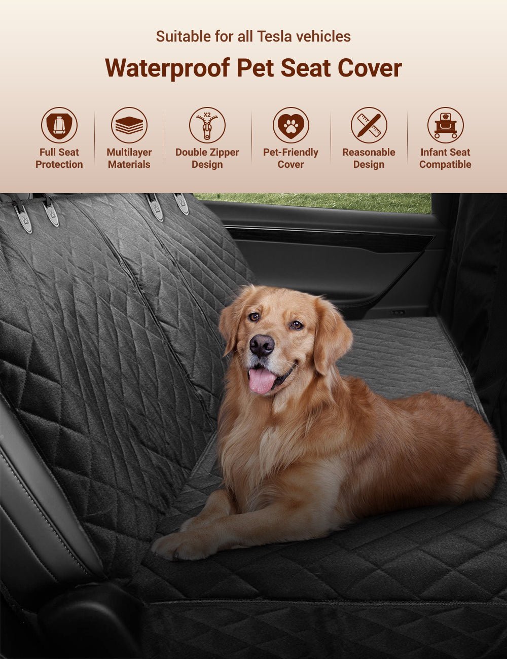 Dog Seat Cover With Double Zipper
