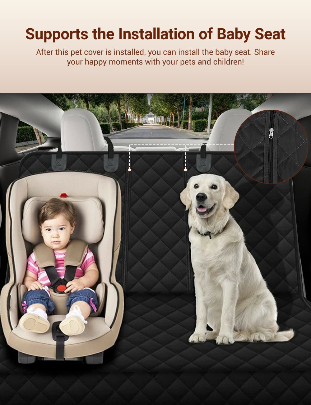 Dog Seat Cover With Double Zipper