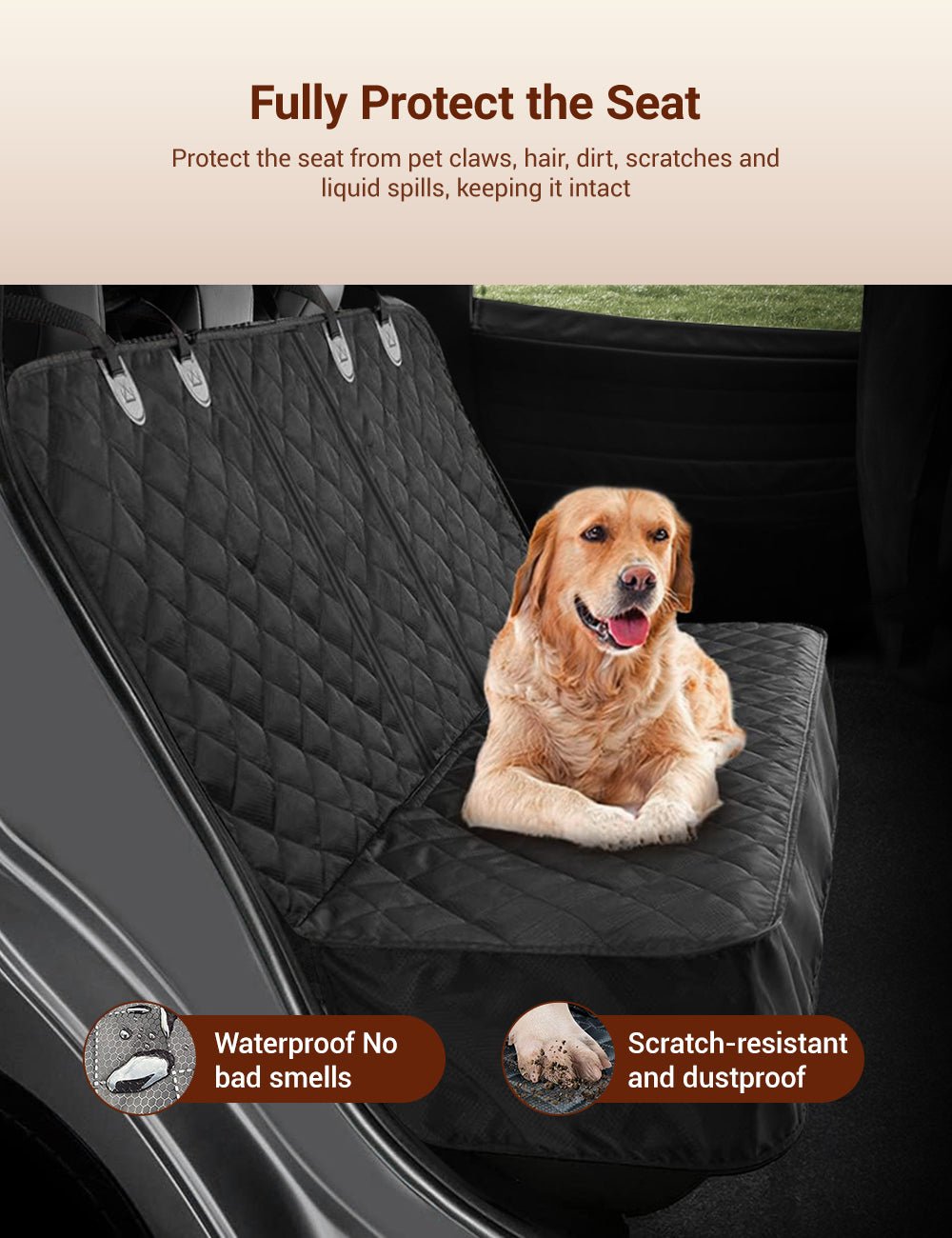 Dog Seat Cover With Double Zipper